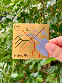 Image 1 of Gold Boston T Map Sticker