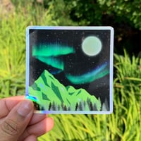 Image 1 of “Northern Lights Night Sky” Holographic sticker | Premium vinyl &amp; waterproof sticker