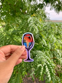 Image 1 of Sunset in a Wineglass | Premium holographic vinyl sticker