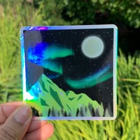 Image 2 of “Northern Lights Night Sky” Holographic sticker | Premium vinyl &amp; waterproof sticker