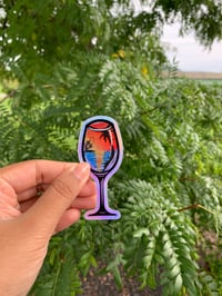 Image 2 of Sunset in a Wineglass | Premium holographic vinyl sticker