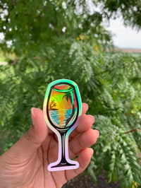 Image 3 of Sunset in a Wineglass | Premium holographic vinyl sticker