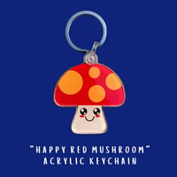 Image 3 of Cute Mushroom Acrylic Keychain | Emo Mushrooms | Happy Red Mushroom Keychain