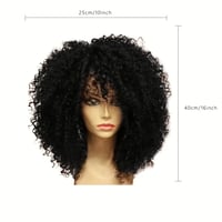 Image 4 of Afro Kinky Curly Hair Wigs With Bangs (Small Curly Fluffy Hair Wigs Synthetic Hair)
