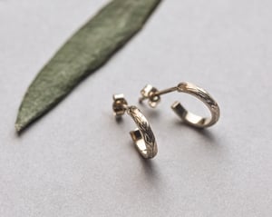 Image of 9ct gold ‘Olive Leaf’ engraved hoop earrings