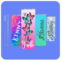 Image 2 of Personalized Skinny Tumbler with Lids and Straws