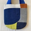 Touching Curves Bag - Indigo, White, Brown and Green