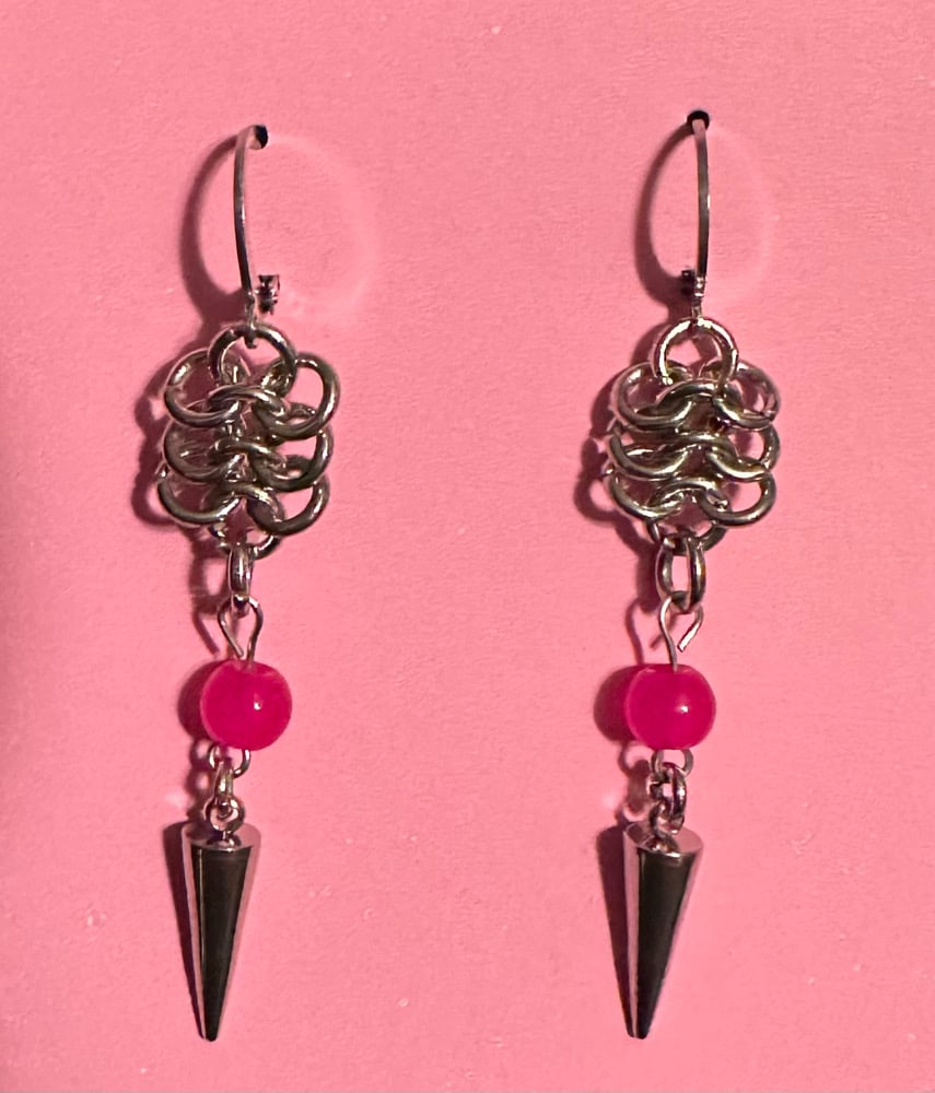 Image of Pink Bead Valentine's Day Earrings