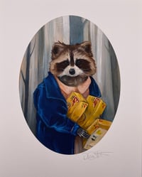 Image 1 of Stranger Things Eleven Raccoon Cosplay Print