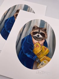 Image 2 of Stranger Things Eleven Raccoon Cosplay Print