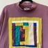 Mini-Quilt Sweatshirt - Purple and Green Log Cabin Image 3