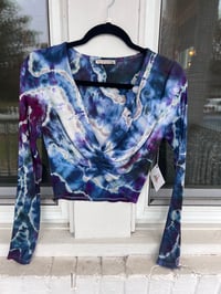 Image 1 of Long Sleeve Crop Top (Size: Large) Reverse Blue