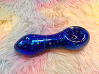 Image 4 of Royal Blue Glitter With Stars Freezable Glass Hand Pipe