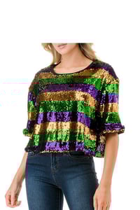 Image 3 of Mardi Gras Crop Top