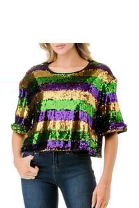 Image 1 of Mardi Gras Crop Top