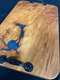 Image 1 of CUSTOM CRAFTED CHERRY CHARCUTERIE BOARD (16" X 10")