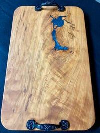 Image 2 of CUSTOM CRAFTED CHERRY CHARCUTERIE BOARD (16" X 10")