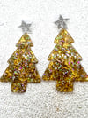 Oh Christmas tree gold glitter earrings 