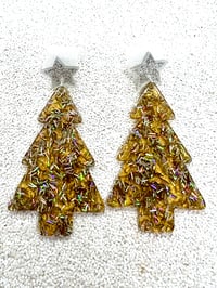 Image 2 of Oh Christmas tree gold glitter earrings 