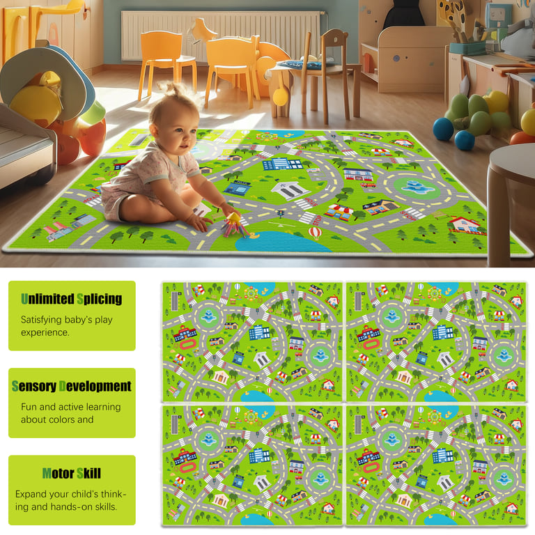 Xuzrdaa Kids Play Rug, Car Rug Play Mat, Road Rug - Play Learn and Have Fun Image 2