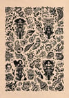 A2 Black and Grey Tattoo Flash Print