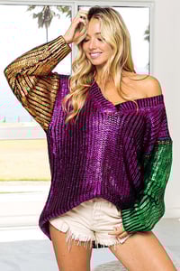 Image 1 of Mardi Gras Is Here Sweater