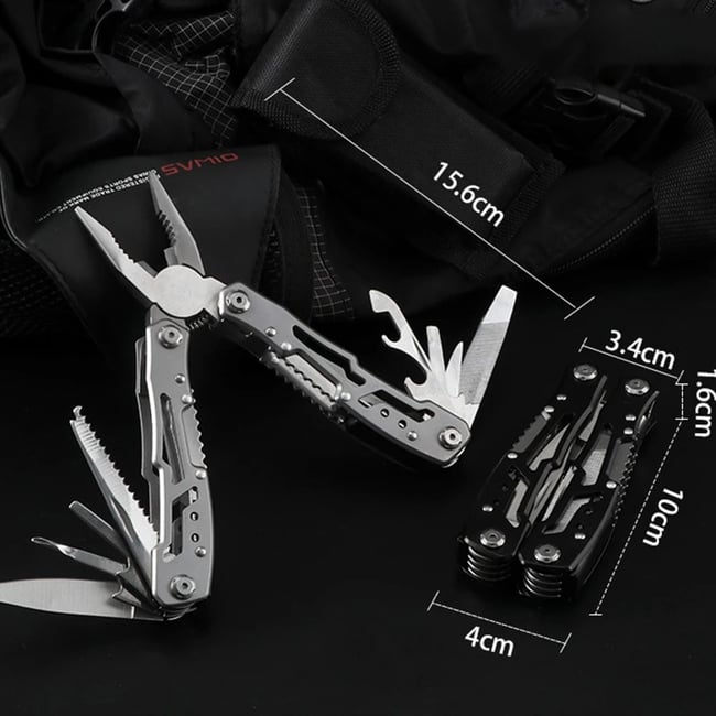 Multitool 14-in-1 Pocket Tool Set  Folding Knife Pliers Bottle Opener Screwdriver Saw Nylon Pouch