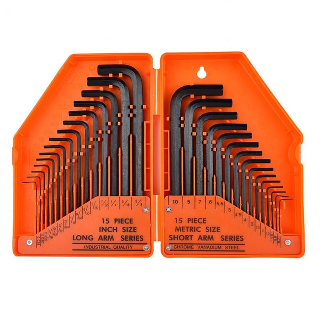 30PCS Hex Allen Key Set with Case Metric SAE Imperial Standard 