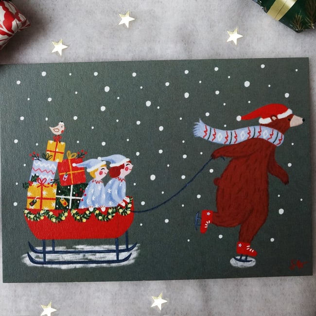 Collection "Barnabé l'ours de Noël": illustration "traineau de Noël"