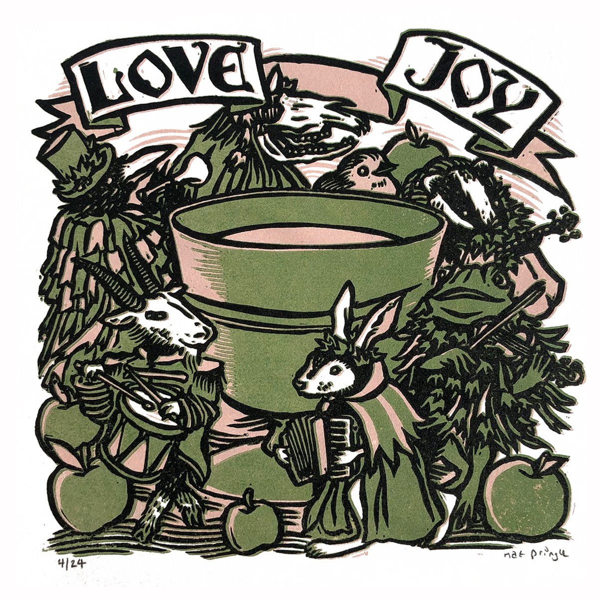 'Here We Come a-Wassailing' linocut print | matpringleillustration