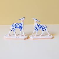 Image 1 of Miniature Whippet Ornaments - Cobalt splattered pair