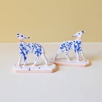 Image 3 of Miniature Whippet Ornaments - Cobalt splattered pair