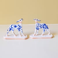 Image 1 of Miniature Whippet Ornaments - Cobalt splattered pair.