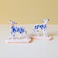 Image 3 of Miniature Whippet Ornaments - Cobalt splattered pair.