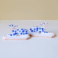 Image 3 of Miniature Whippet Ornaments - spotted cobalt laying down