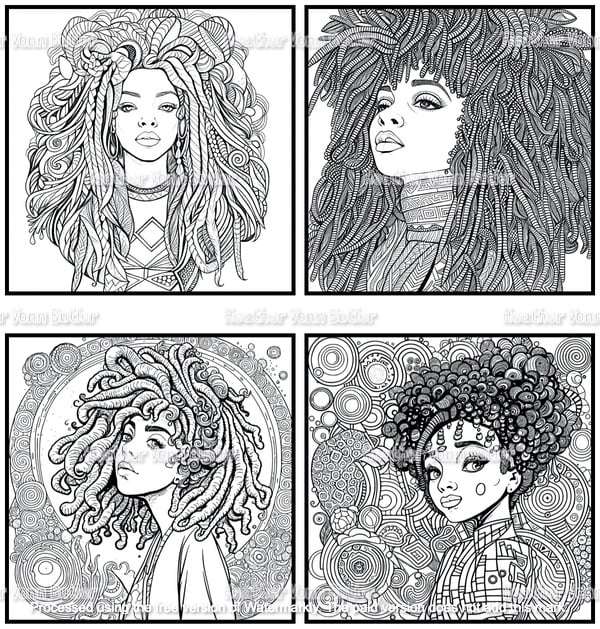 Image of Futuristic Girls coloring pages. (5 FREE STICKERS)
