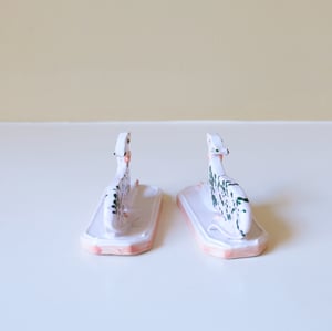 Image of Whippet Ornaments - chromium laying down splattered