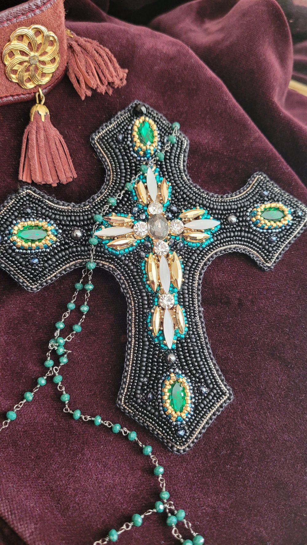 Image of Collier broche CROIX RENAISSANCE