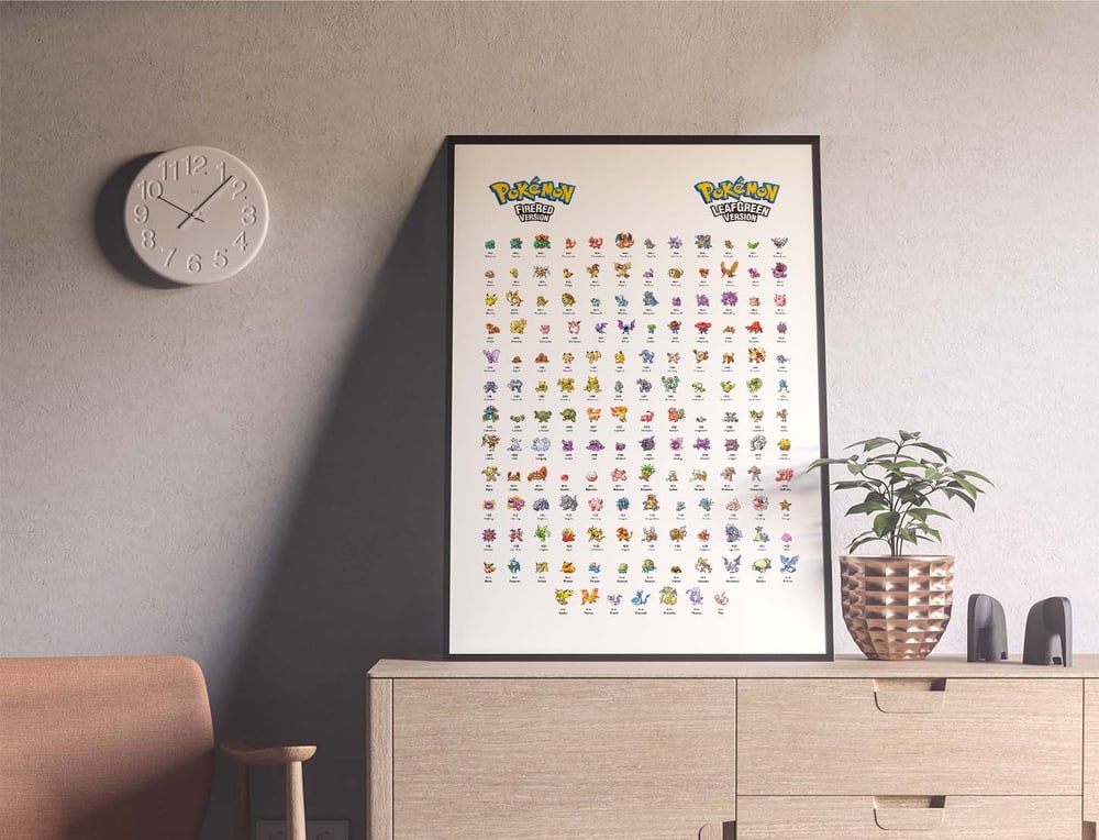 Pokemon Fire Red / Leaf Green Sprite Game Poster Print