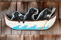 Image 1 of Black Lab Camp Canoe Folk Art