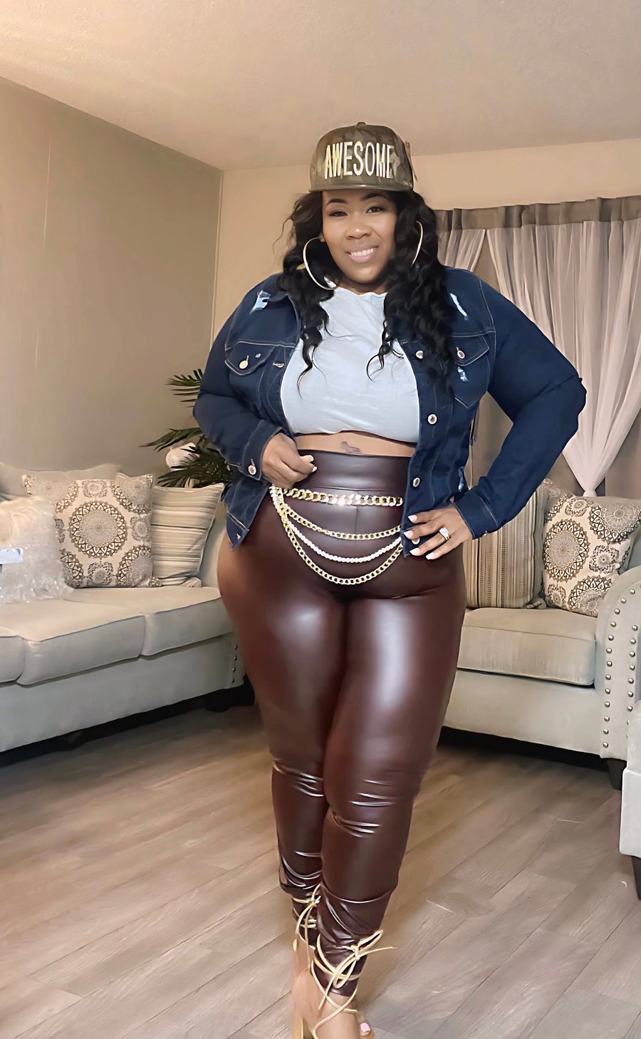 Image of 3pack PLUS SIZE FAUX LEATHER HIGHWAIST LEGGINGS-CHOCOLATE