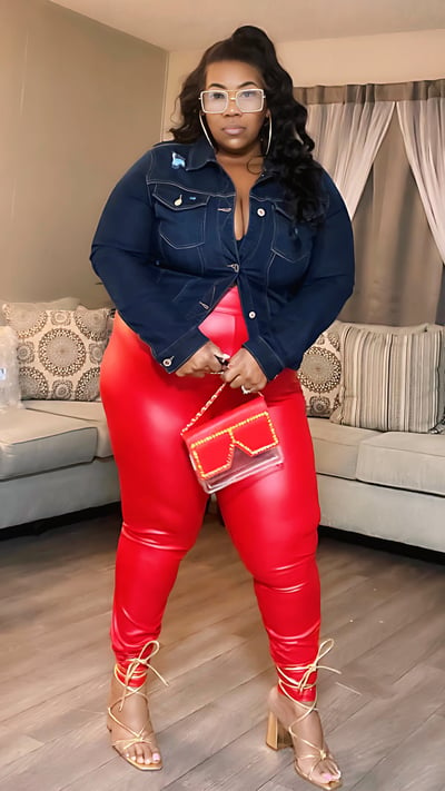 Image of 3pack PLUS SIZE FAUX LEATHER HIGHWAIST LEGGINGS-RED