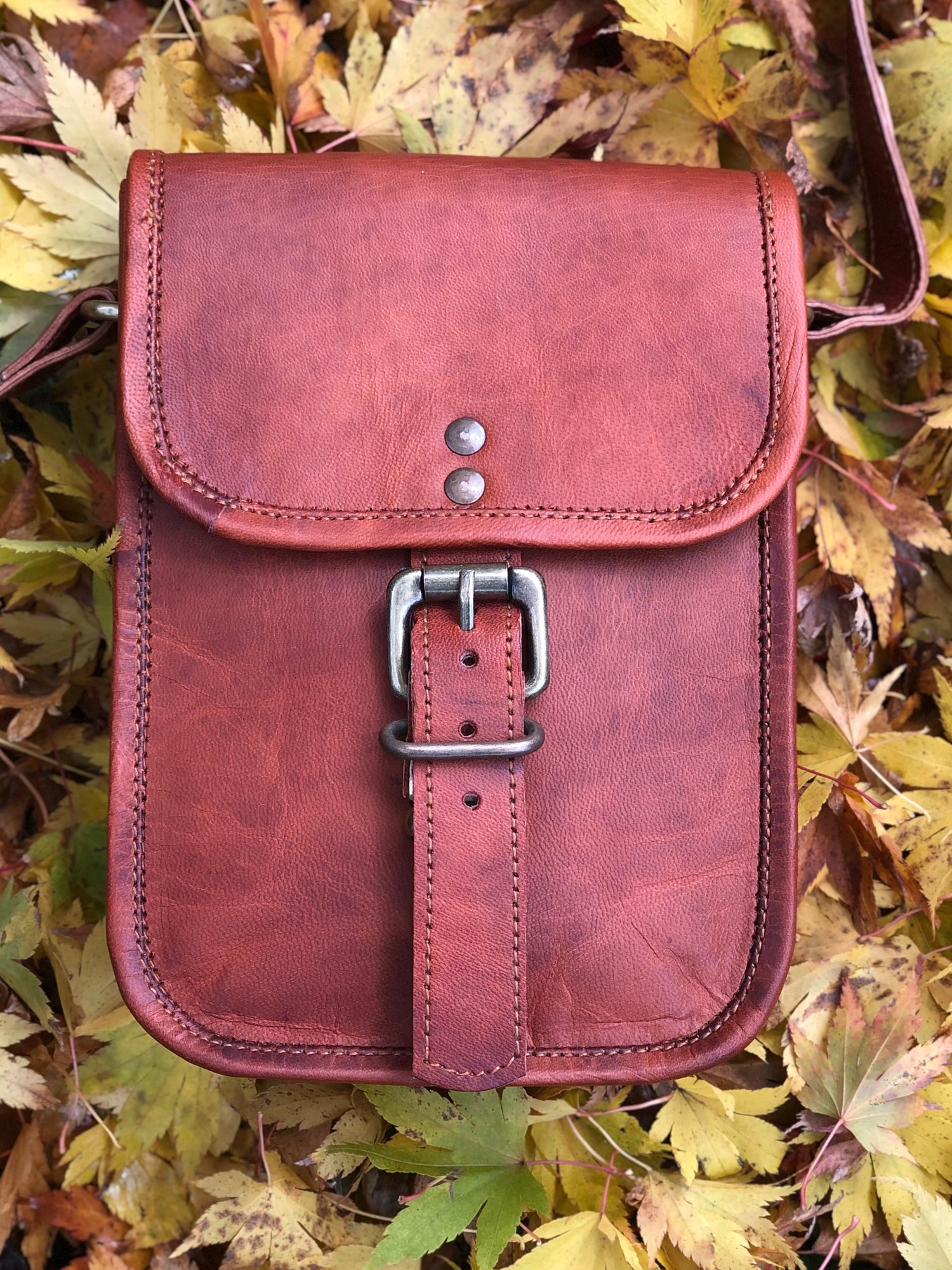 Image of 8”x6” Handmade Leather Shoulder/Camera Bag - rectangle