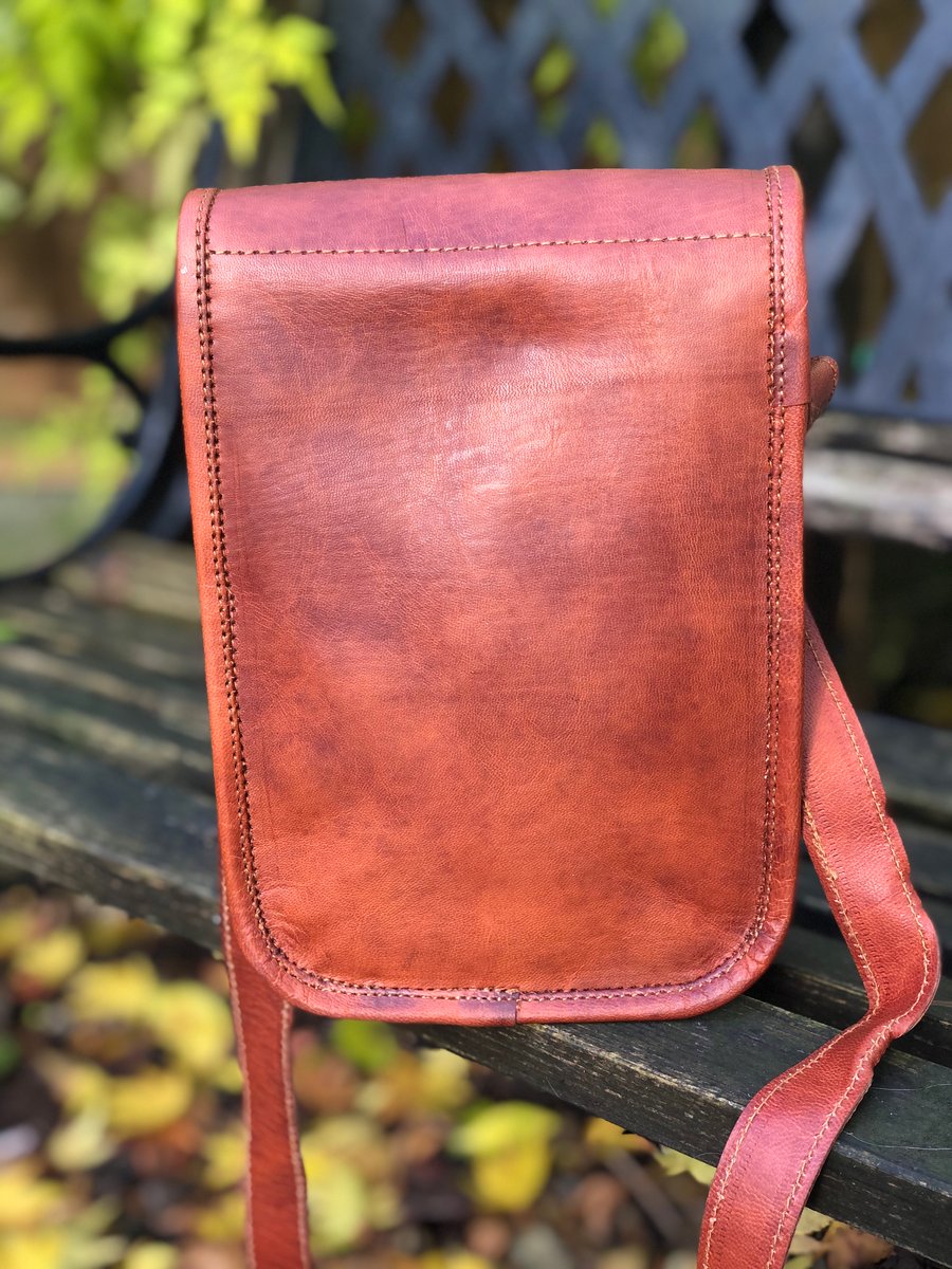8”x6” Handmade Leather Shoulder/Camera Bag - rectangle