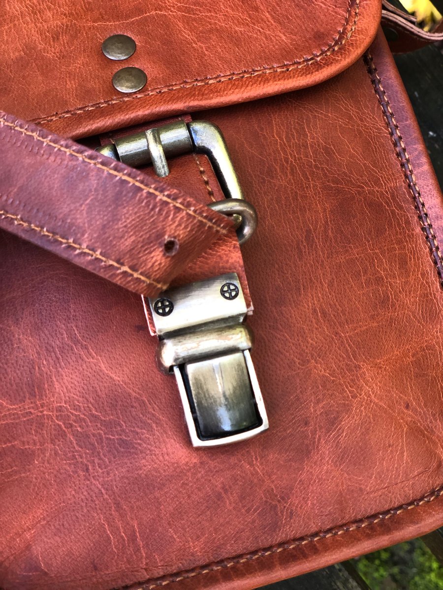 8”x6” Handmade Leather Shoulder/Camera Bag - rectangle