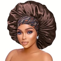 Image 1 of Large Satin Hair Bonnets For Women Braids (Hair Cap With Floral Pattern Wide Elastic Band)