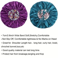 Image 4 of Large Satin Hair Bonnets For Women Braids (Hair Cap With Floral Pattern Wide Elastic Band)
