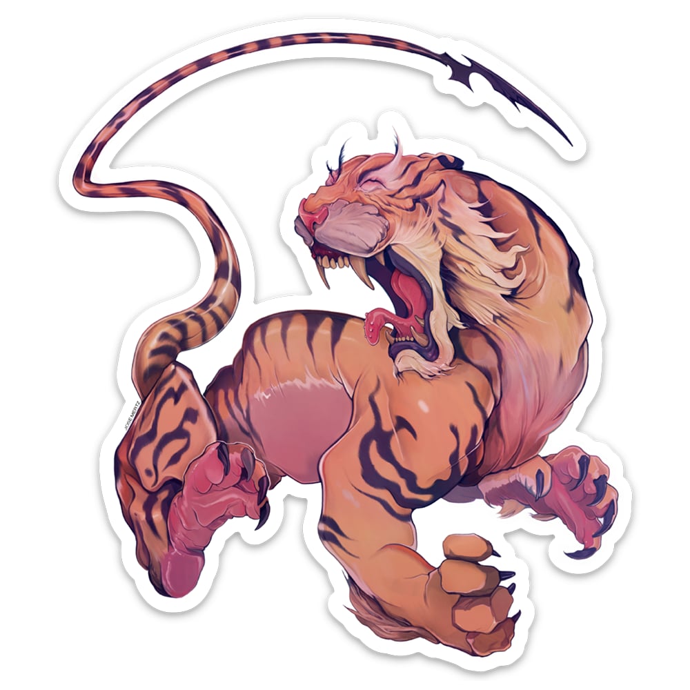 Image of Laughing Tiger Jumbo 5 in. sticker / only 100