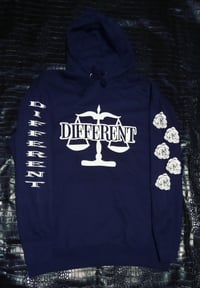 Image 1 of Navy Blue/White "DIFFERENT" ⚖️ HOODIE