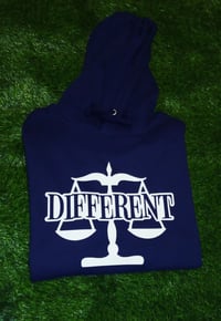 Image 2 of Navy Blue/White "DIFFERENT" ⚖️ HOODIE
